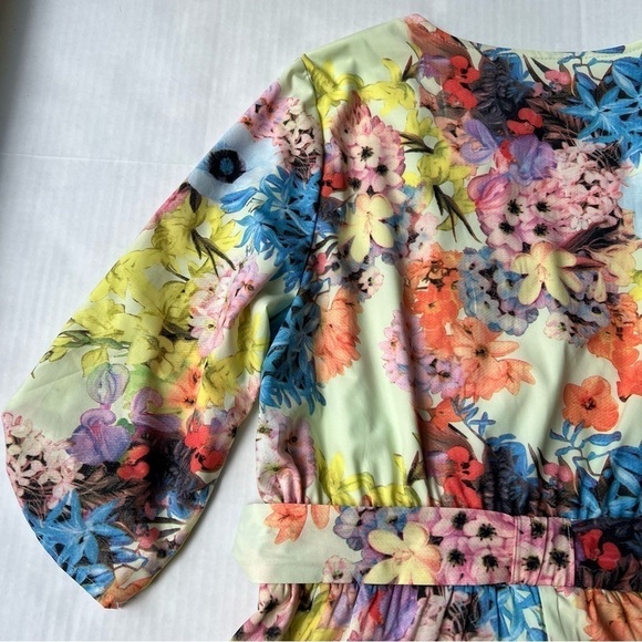 Gianni Bini floral Erynn Romper foam bouquet v neck waist tie size large - Picture 5 of 16